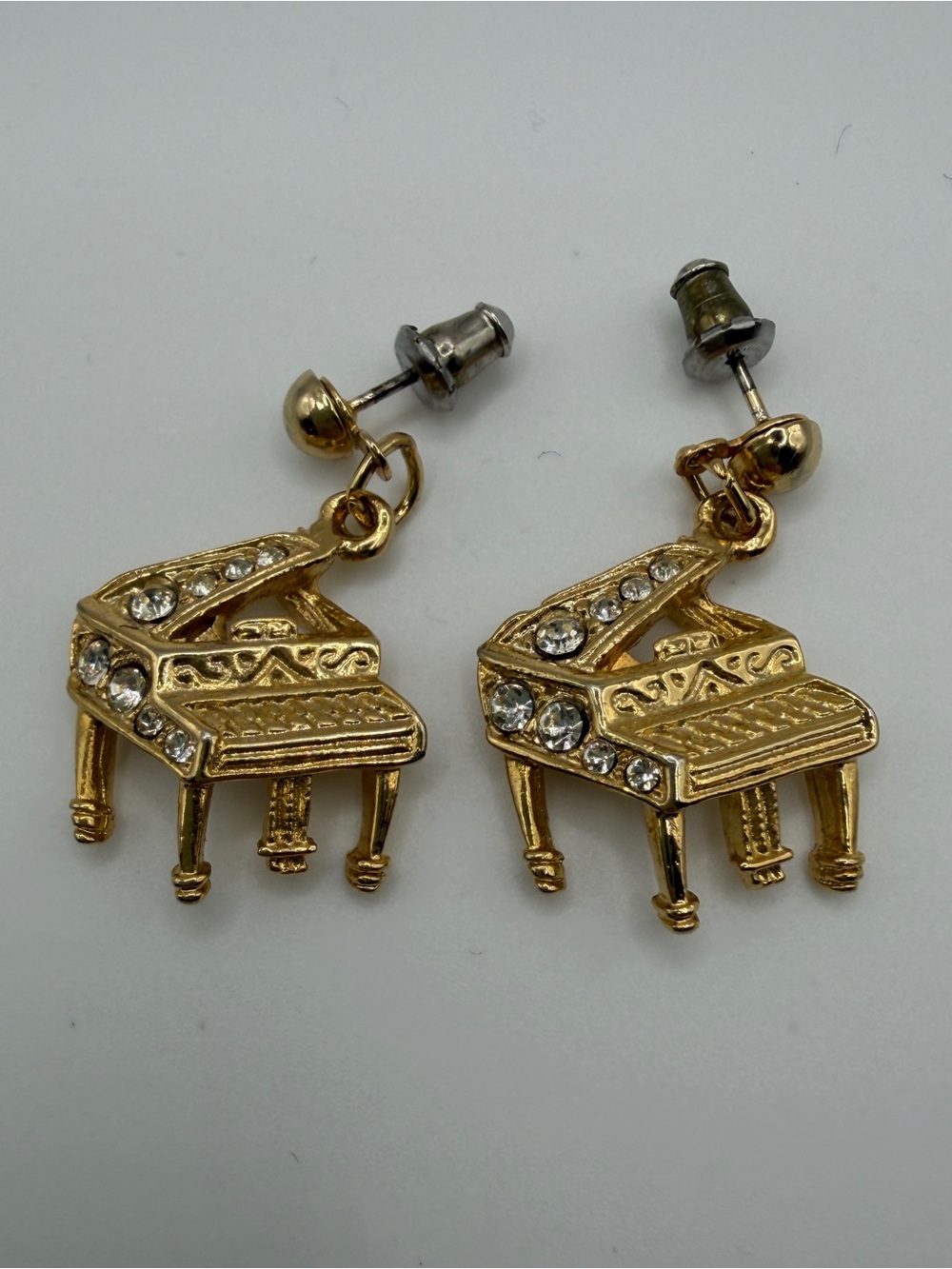 Vintage Carina Grand Piano Rhinestone Earrings